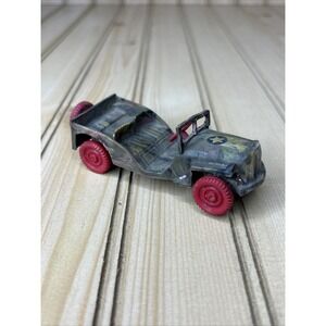 Vintage Ideal Toys Military Jeep – Marbled Orange Plastic I-247 Army Vehicle